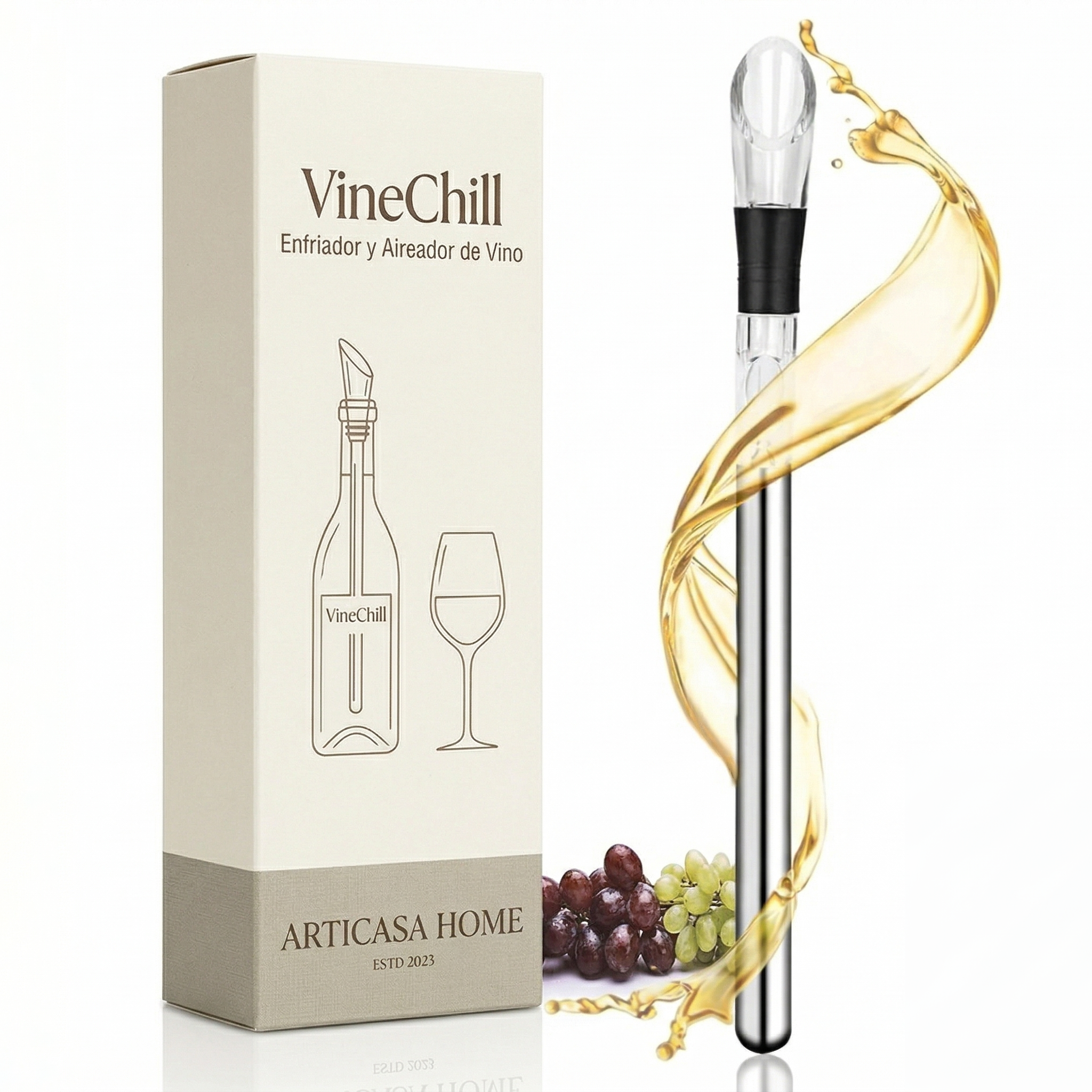 VineChill | Enfriador y Aereador de Vino – Temperatura Perfecta Siempre 1+1 GRATIS