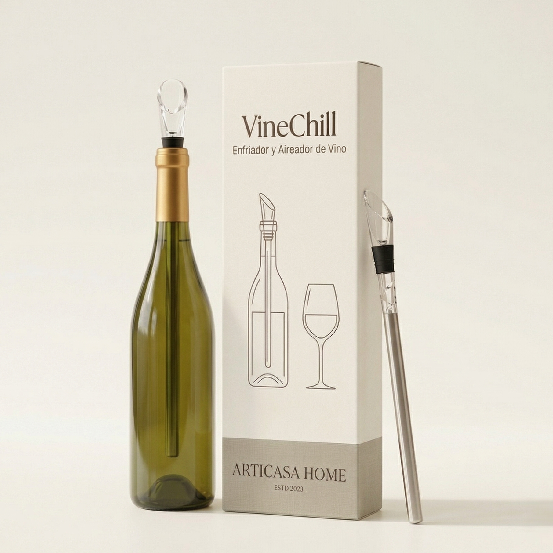 VineChill | Enfriador y Aereador de Vino – Temperatura Perfecta Siempre 1+1 GRATIS
