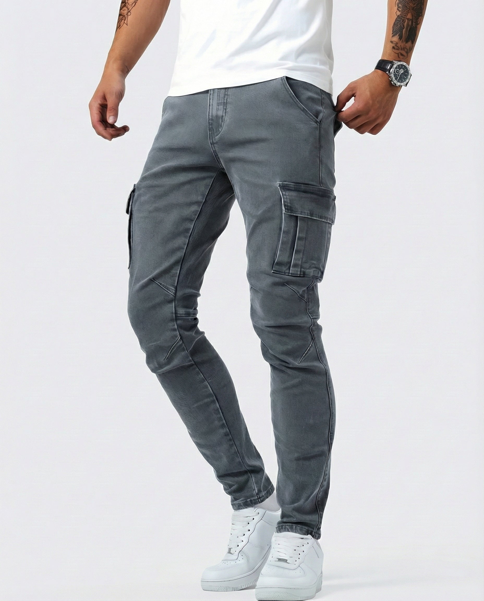 Pantalón Cargo Marino Elástico - Gris