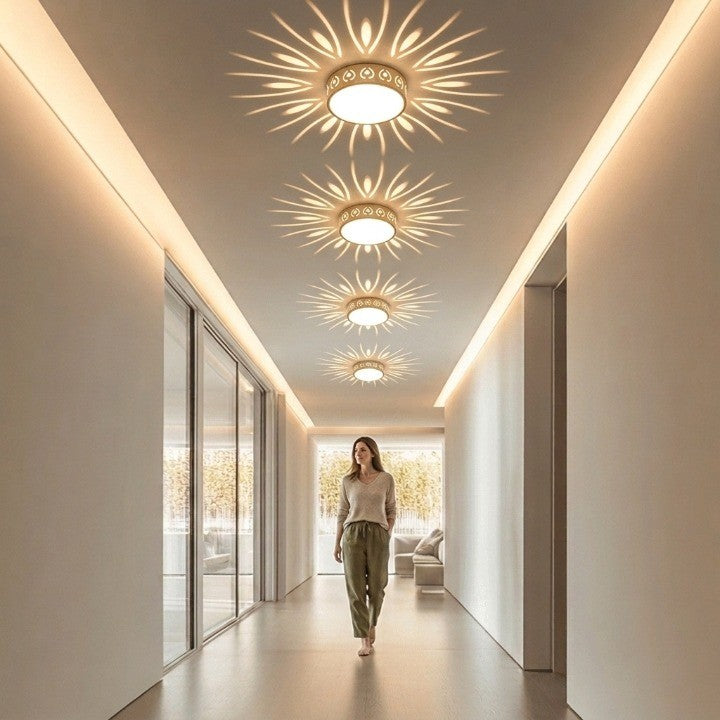 Plafón LED de Techo de 15 cm con Efecto de Luz Radial, 3 W, para Pasillos