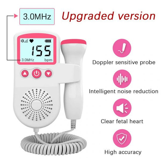 Draagbare foetale doppler met lcd-scherm en sonde van 3 MHz