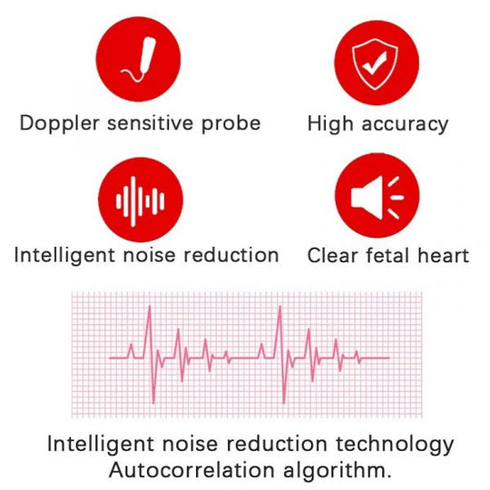 Draagbare foetale doppler met lcd-scherm en sonde van 3 MHz