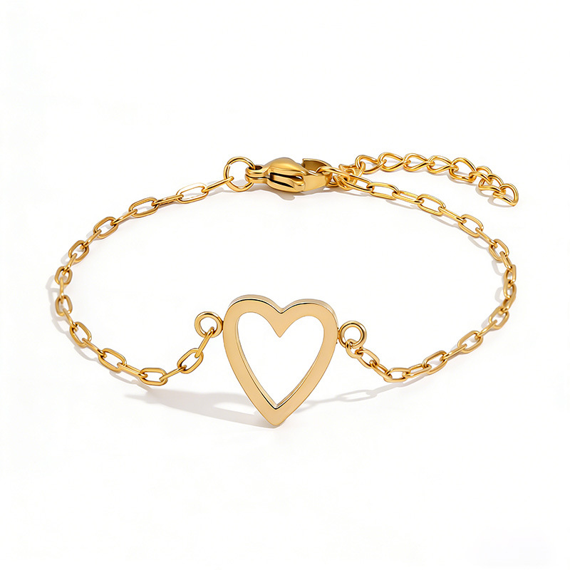 Bracelets assortis en forme de cœur pour couple, en acier inoxydable