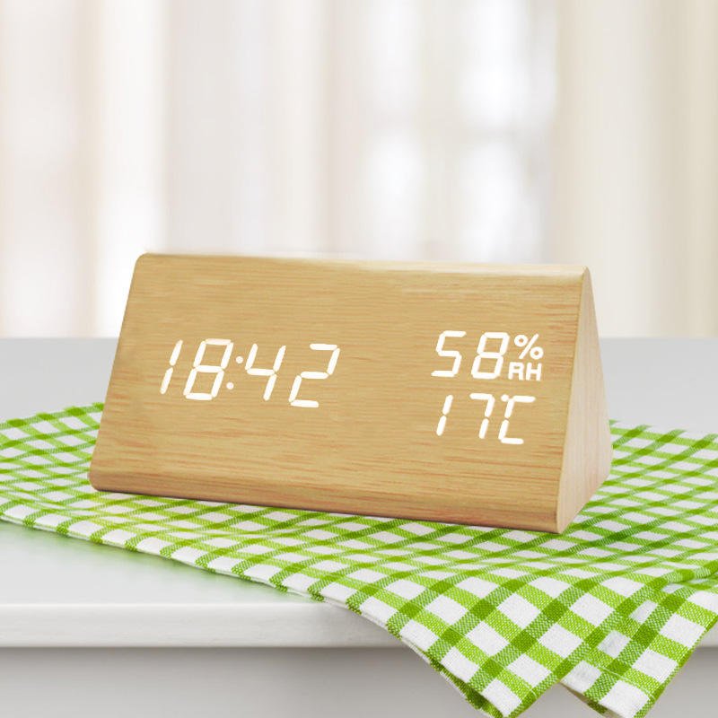 ECOCLOCK – Reloj digital de madera minimalista con indicador de temperatura y control de luz