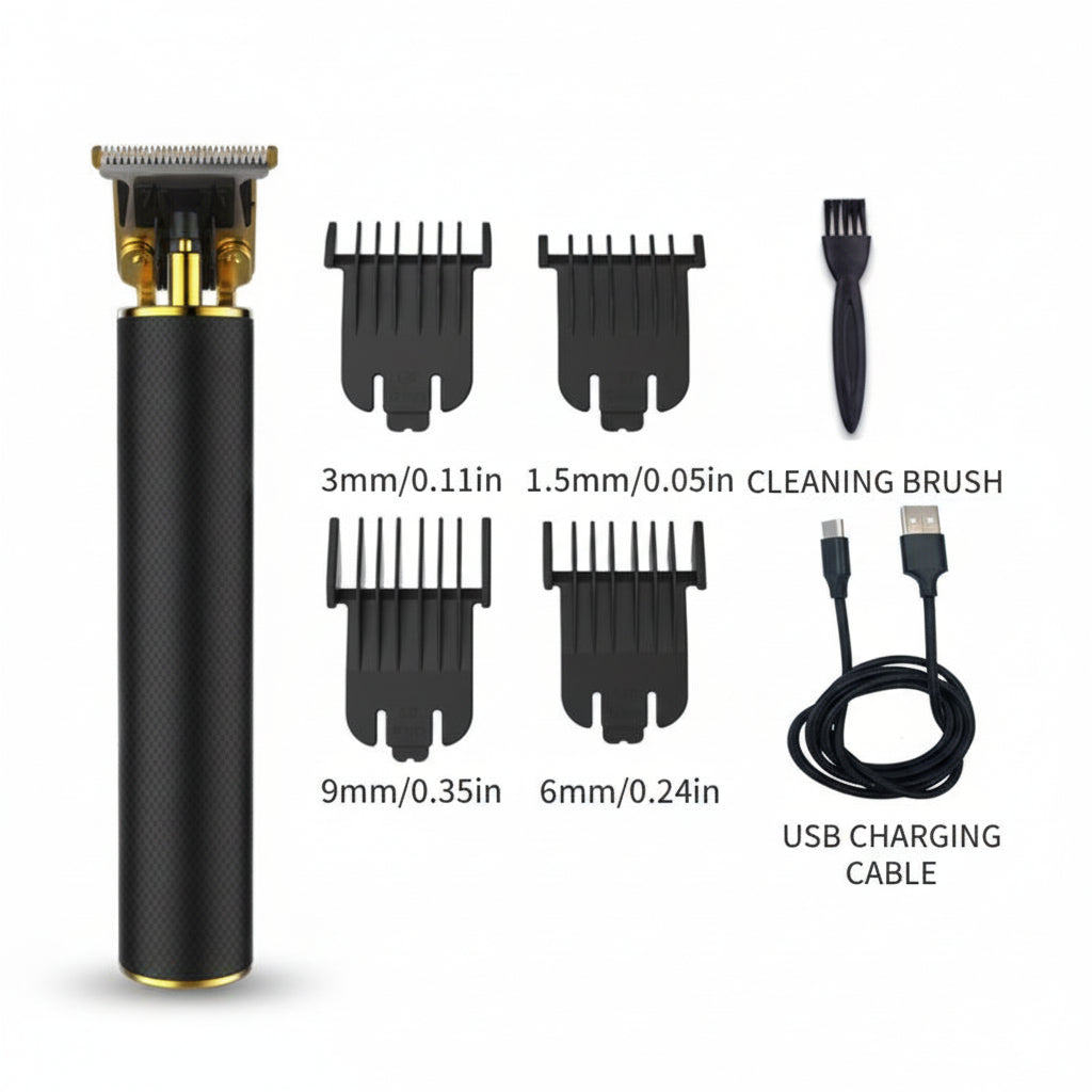 Tondeuse à barbe sans fil avec lame en T et 4 sabots-guides