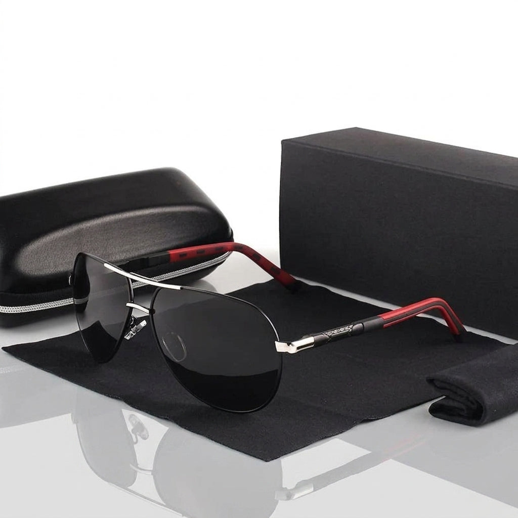 Lunettes de soleil aviateur pour homme avec protection UV400 et monture en métal