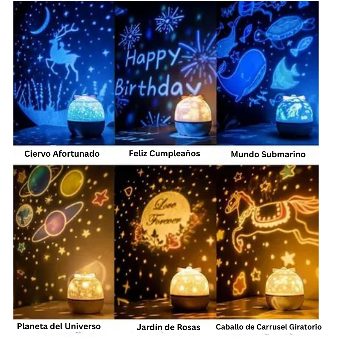 AstroNoche – Proyector de estrellas y luna para la habitación infantil