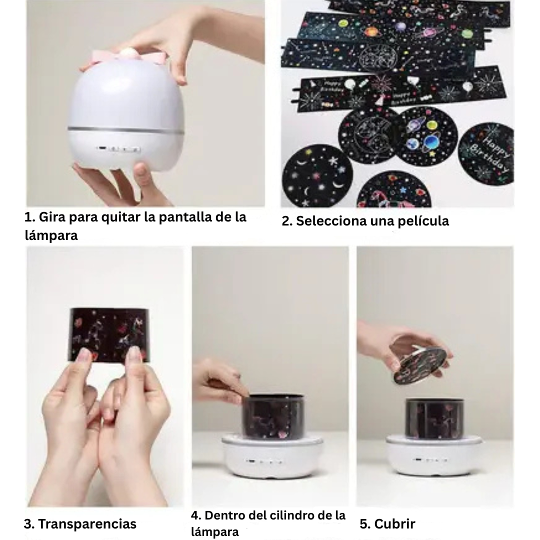 AstroNoche – Proyector de estrellas y luna para la habitación infantil