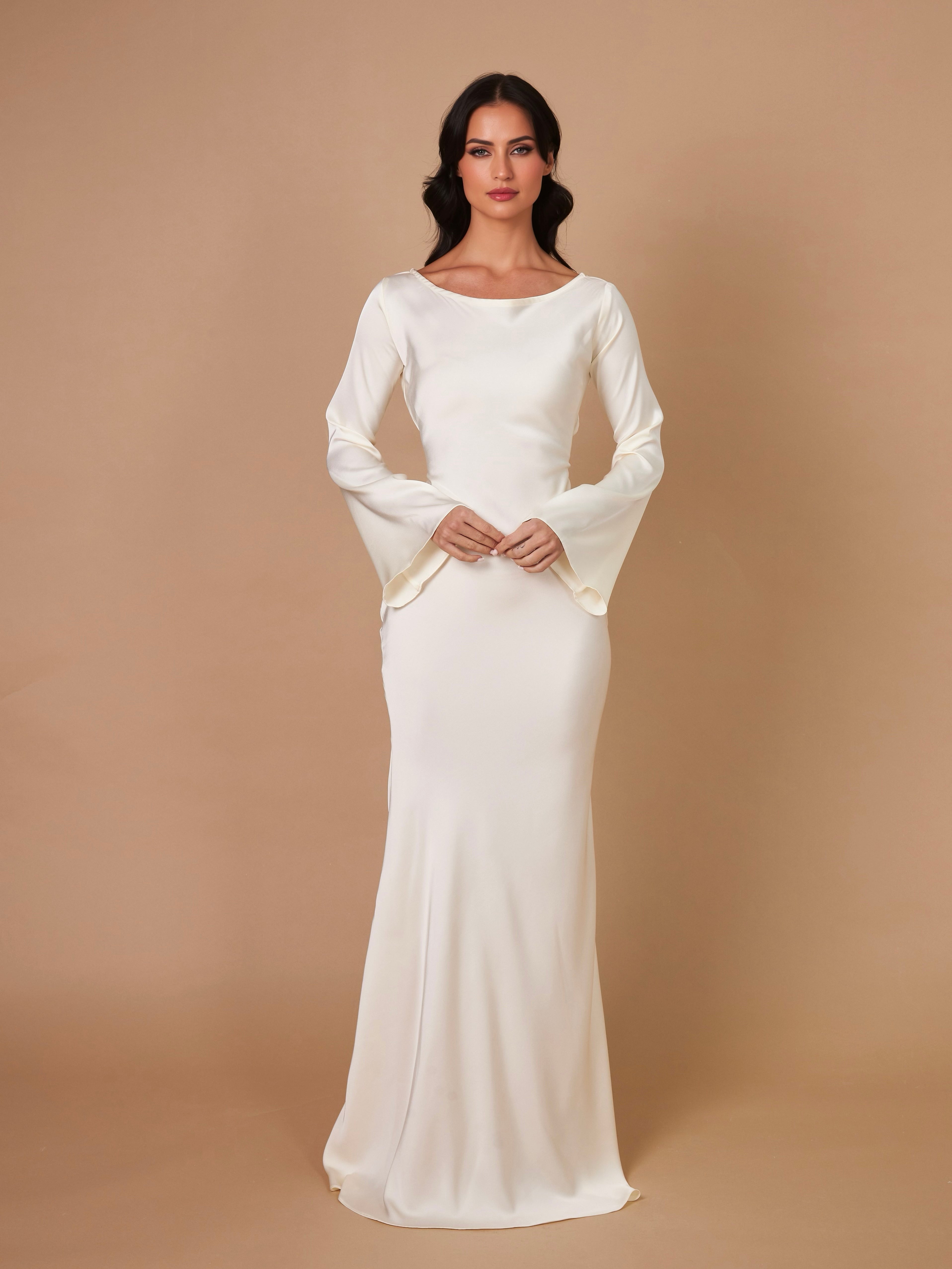 Vestido Maxi Volante de Manga Larga para Mujer | Elegancia Sin Esfuerzo