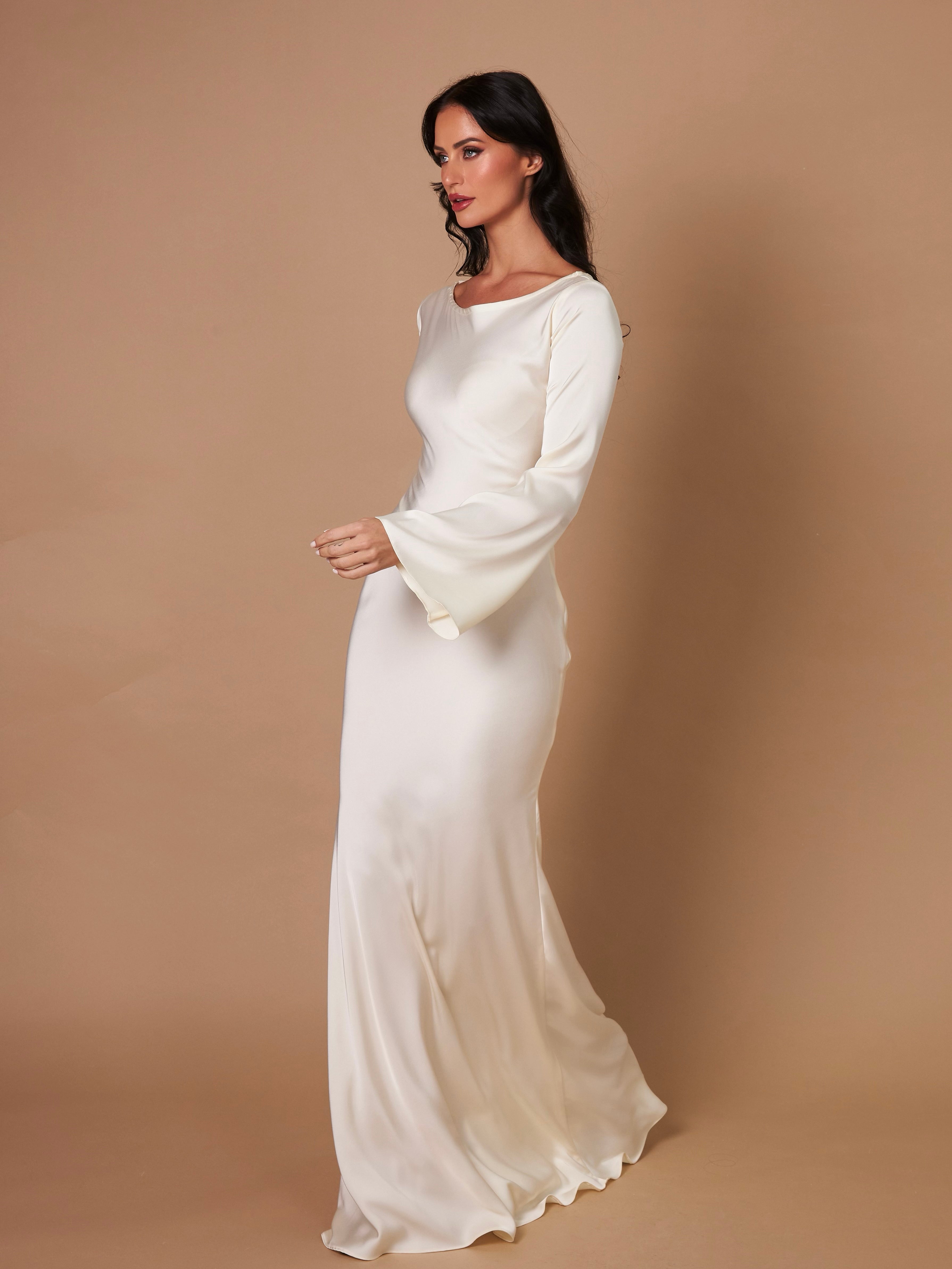 Vestido Maxi Volante de Manga Larga para Mujer | Elegancia Sin Esfuerzo