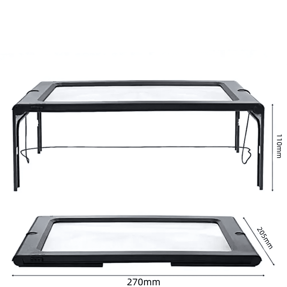 TEXTDESK – Lupa de mesa plegable 3x con iluminación LED para lectura manos libres