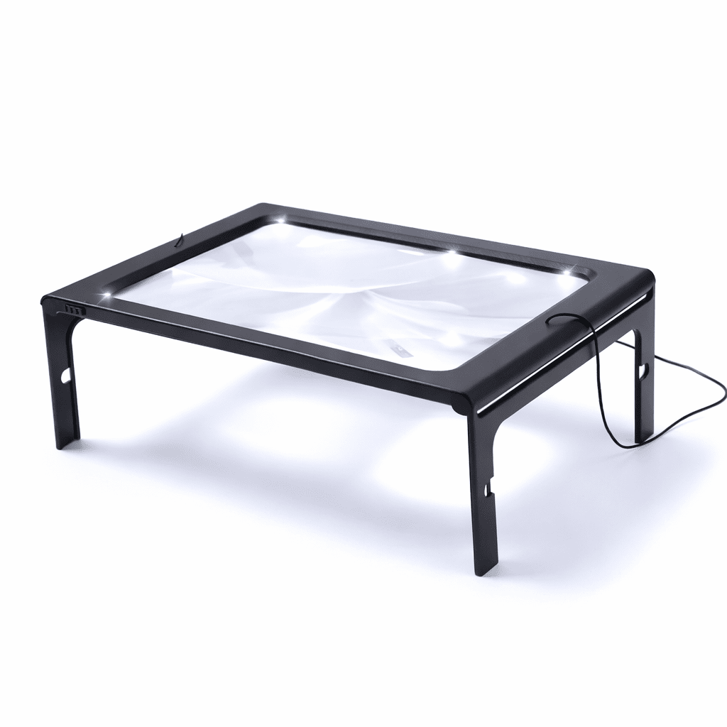 TEXTDESK – Lupa de mesa plegable 3x con iluminación LED para lectura manos libres