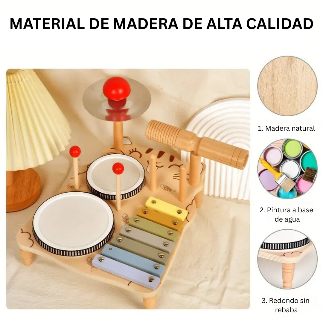 TamborWood – Batería de madera musical y educativa para niños pequeños
