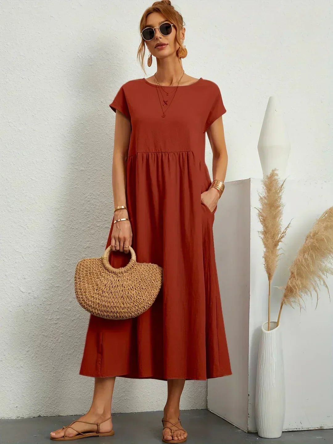 Gabrielle — Vestido Midi Fluido con Elegancia Atemporal
