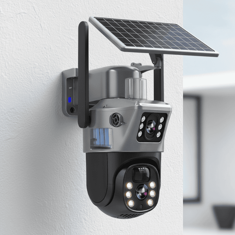 DualGuard Solar 4K – Cámara de seguridad inalámbrica con panel solar y visión de 360°