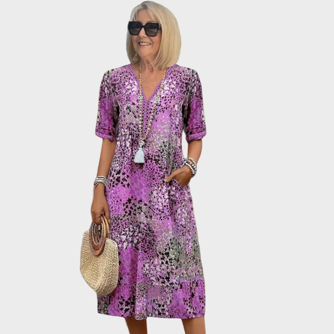 Vestido Midi Estampado para Mujer | Escote en V
