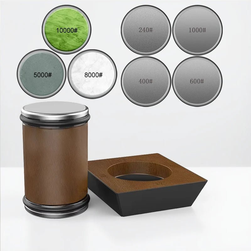 DIASHARP – Juego de afiladores de cuchillos rodantes con afilador de diamante y plataforma de madera