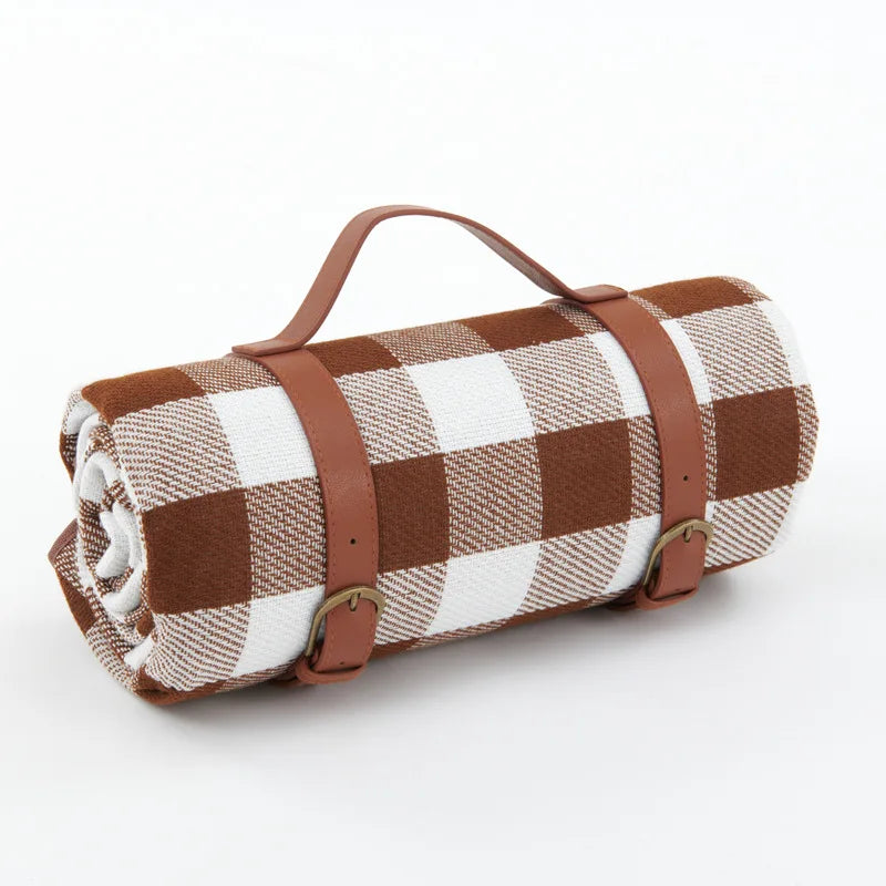 Manta de Picnic Impermeable a Cuadros con Asa de Transporte