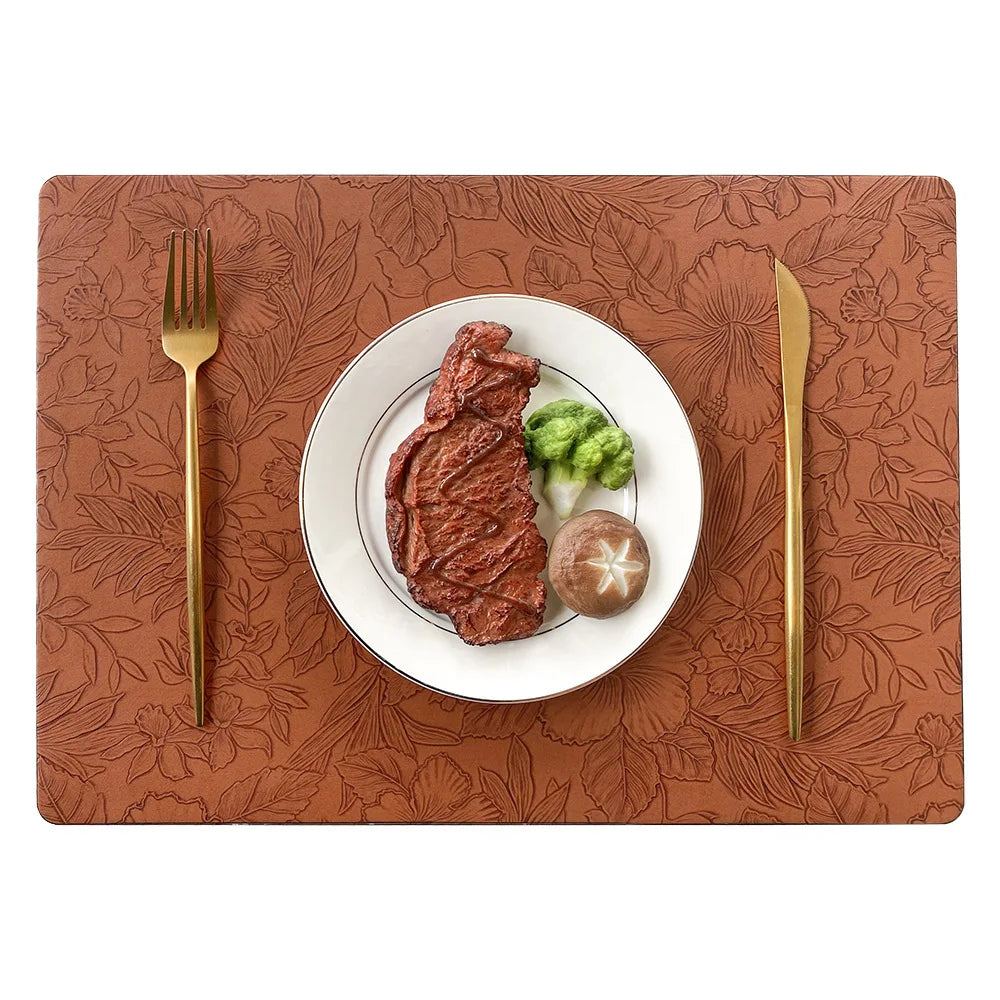 Manteles individuales de PU con estampado de flores – Disponibles en 5 colores