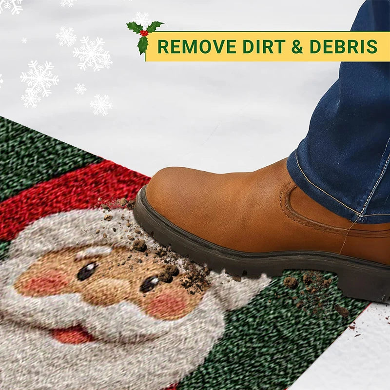 Kerstmat van 60 × 40 cm met afbeeldingen van de kerstman, rendieren en sparren