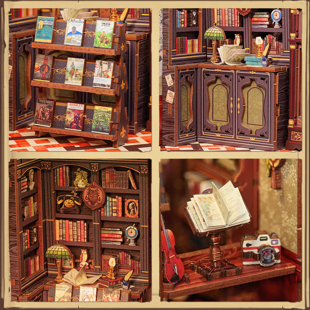 Maqueta Book Nook DIY Owl Bookstore de 88 piezas con luz LED