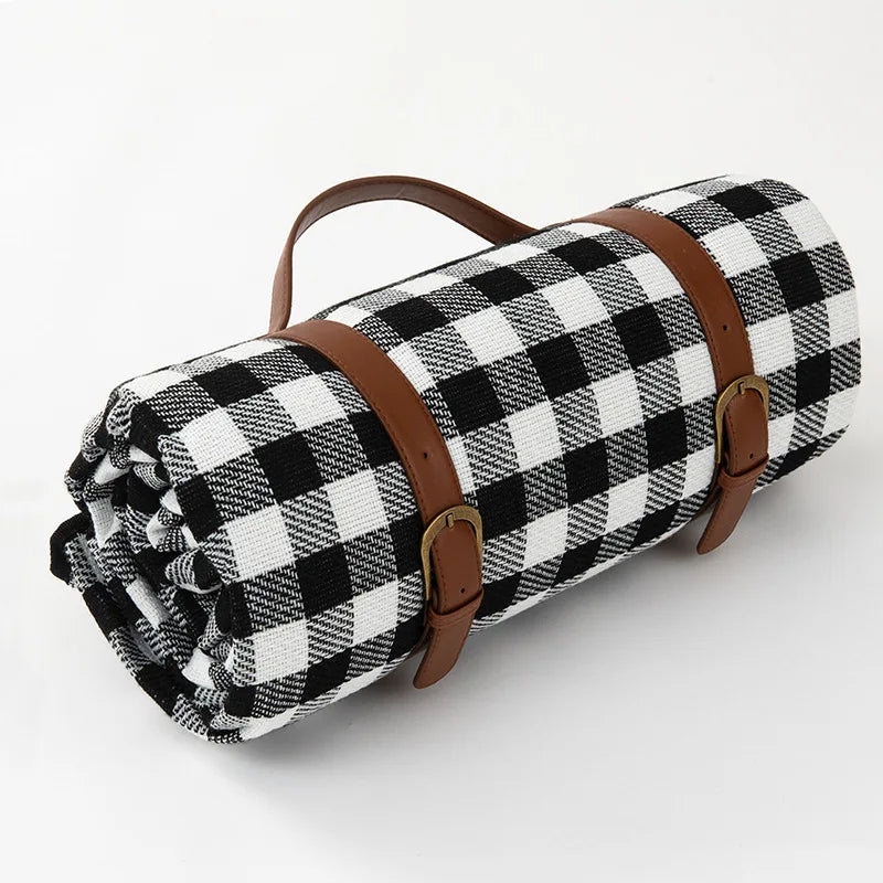 Manta de Picnic Impermeable a Cuadros con Asa de Transporte