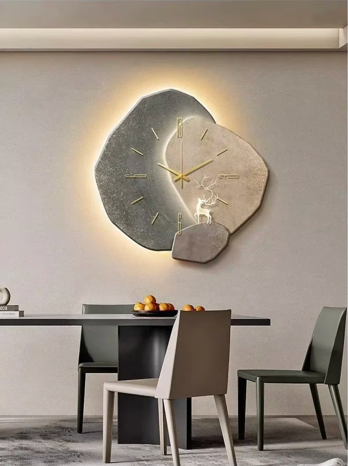 Reloj de Pared LED de Madera Natural con Iluminación Ambiental