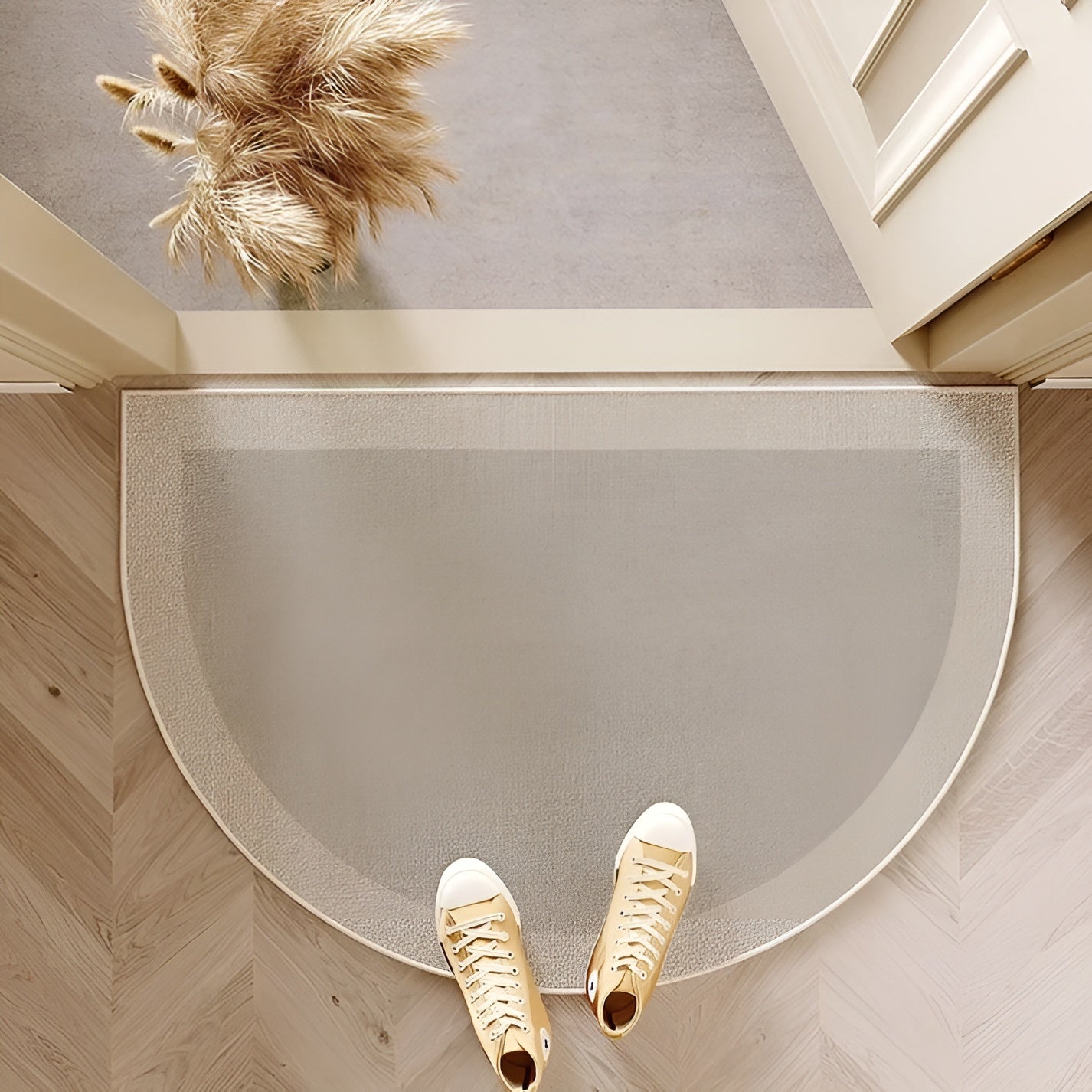 Felpudo Semicircular – Alfombra Antideslizante para Exteriores, Felpudo Repelente de Suciedad para Uso Interior/Exterior, Diseño Moderno