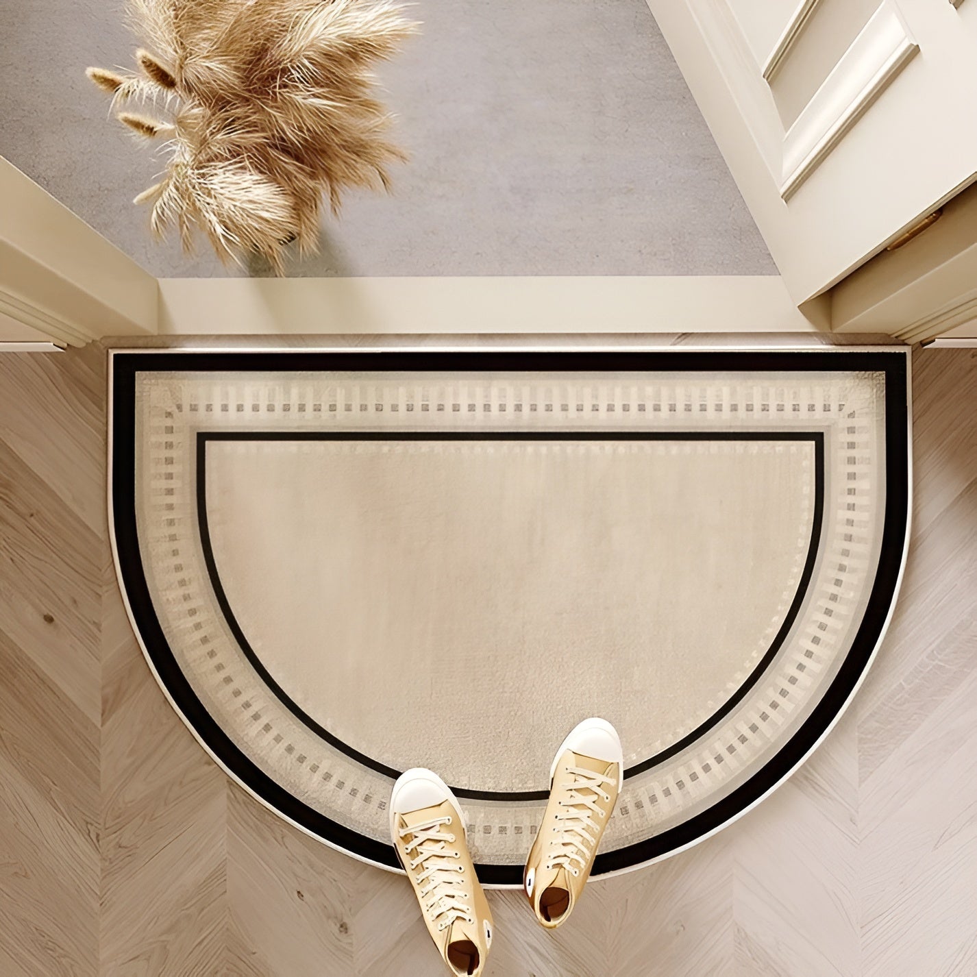 Felpudo Semicircular – Alfombra Antideslizante para Exteriores, Felpudo Repelente de Suciedad para Uso Interior/Exterior, Diseño Moderno