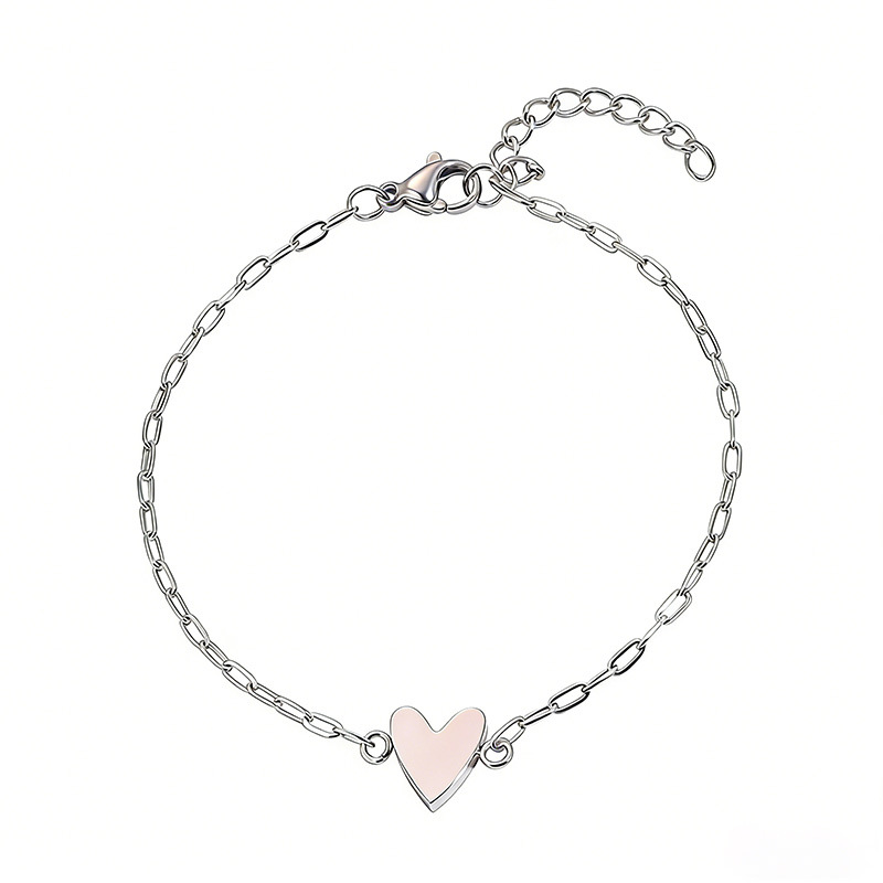 Bracelets assortis en forme de cœur pour couple, en acier inoxydable