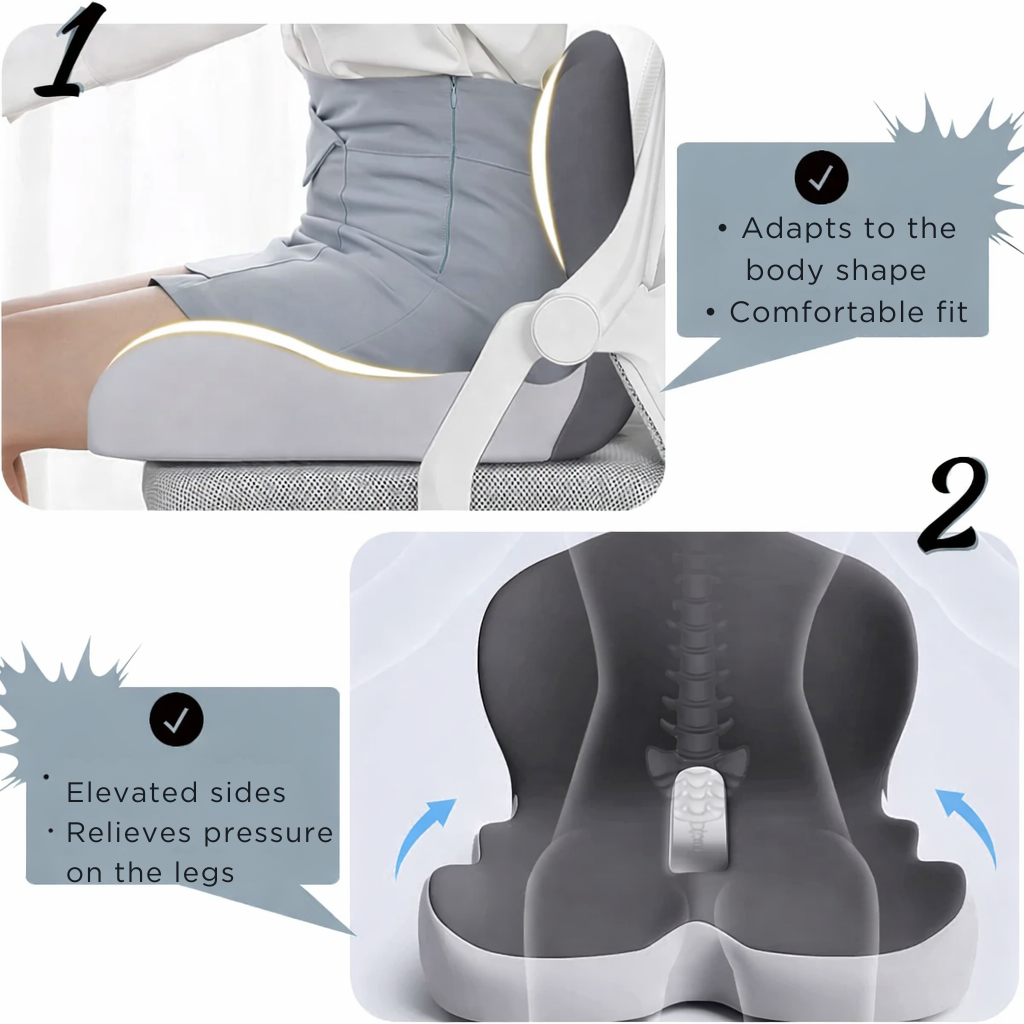 Cojín de Asiento Ergonómico de Espuma Viscoelástica Antideslizante