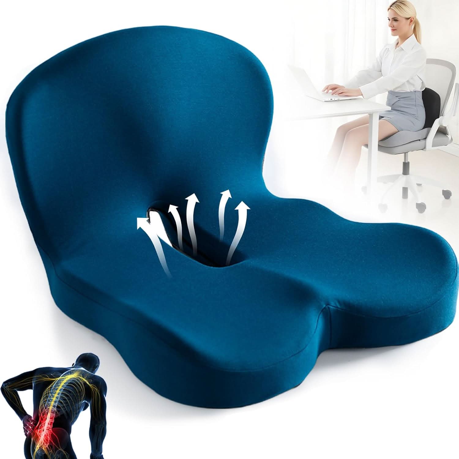 Cojín de Asiento Ergonómico de Espuma Viscoelástica Antideslizante