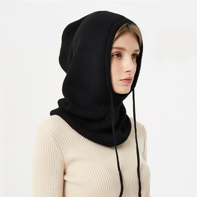 Gorro Bufanda de Punto con Capucha para Invierno