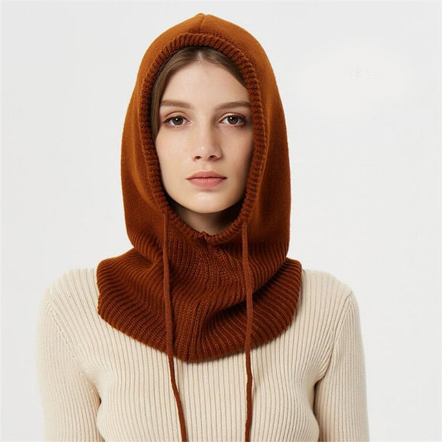 Gorro Bufanda de Punto con Capucha para Invierno