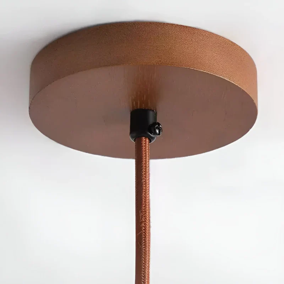 Hangende LED-lamp van steen en hout van 15 cm met verstelbare kabel