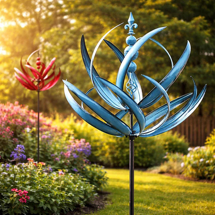 Espiral de Viento Decorativa de Metal en Forma de Loto Resistente al Óxido