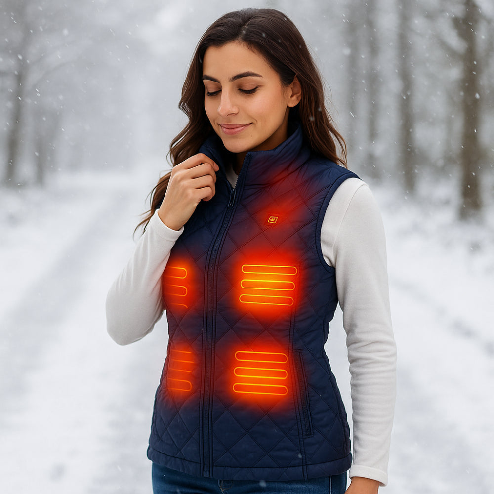 Gilet chauffant électrique pour femme avec 9 zones de chaleur