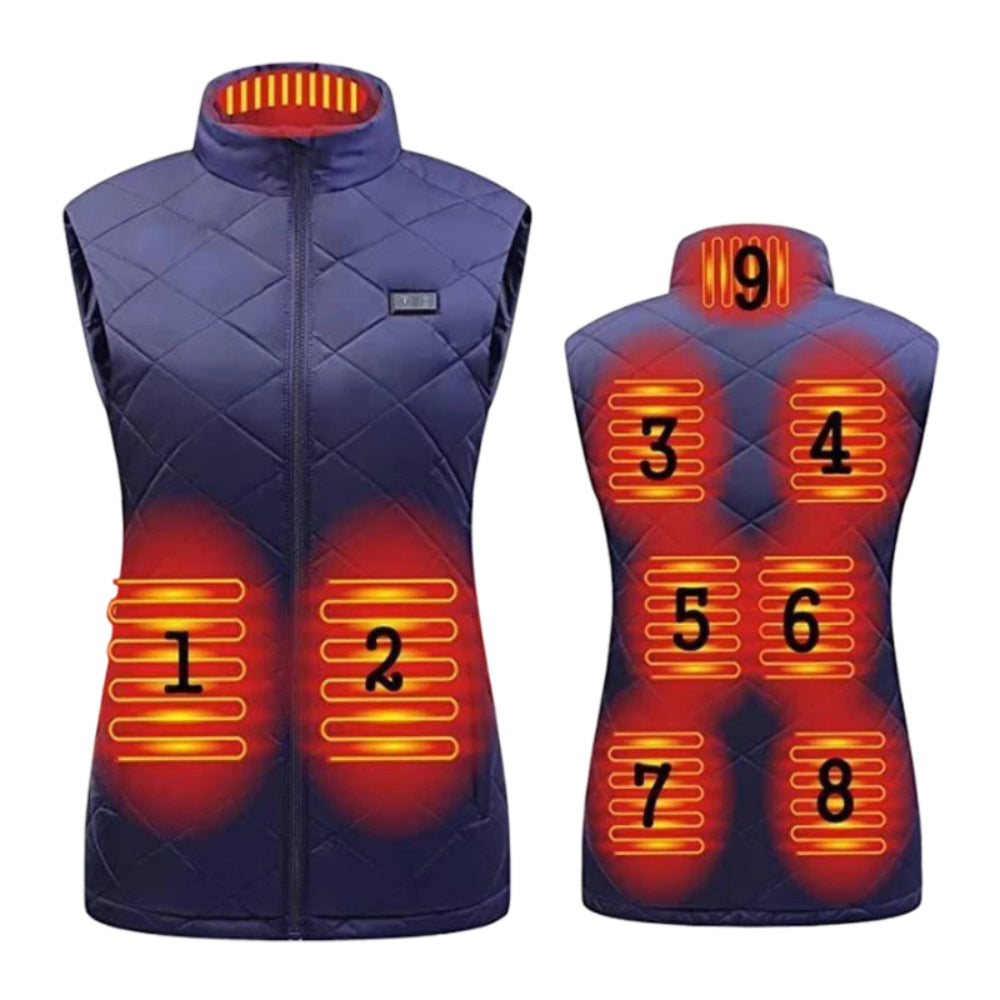 Gilet chauffant électrique pour femme avec 9 zones de chaleur