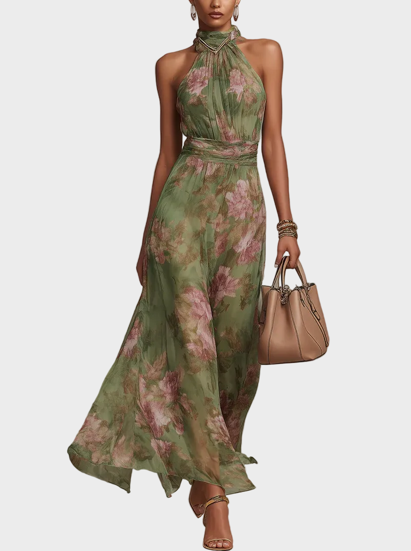Vestido Maxi Halter para Mujer | Estampado Floral