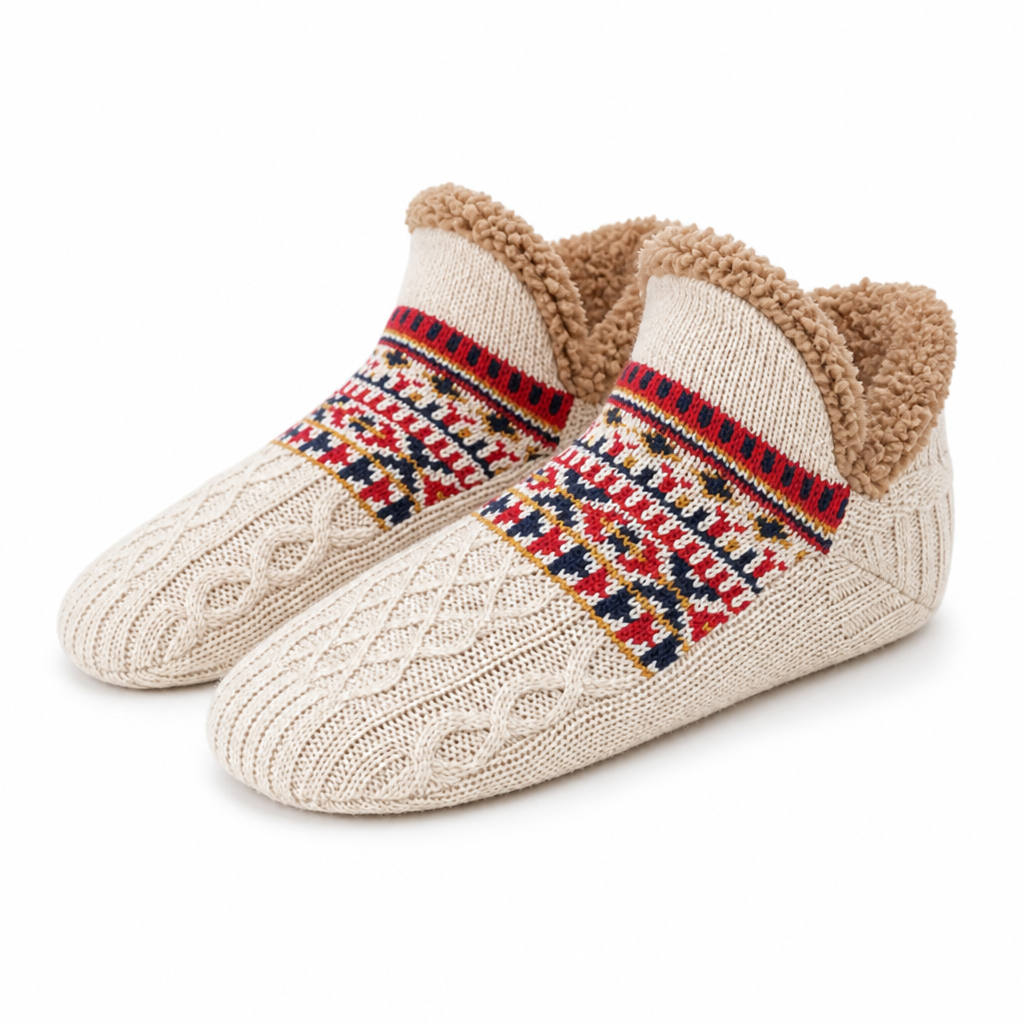 Chaussettes d’intérieur avec doublure sherpa et semelle antidérapante