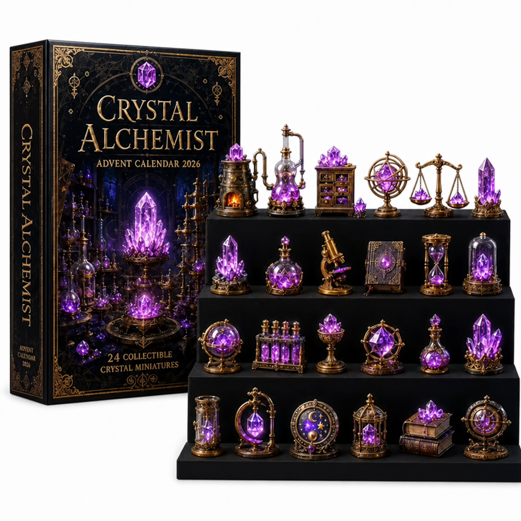 Adventskalender met 24 decoratieve miniaturen in glasstijl
