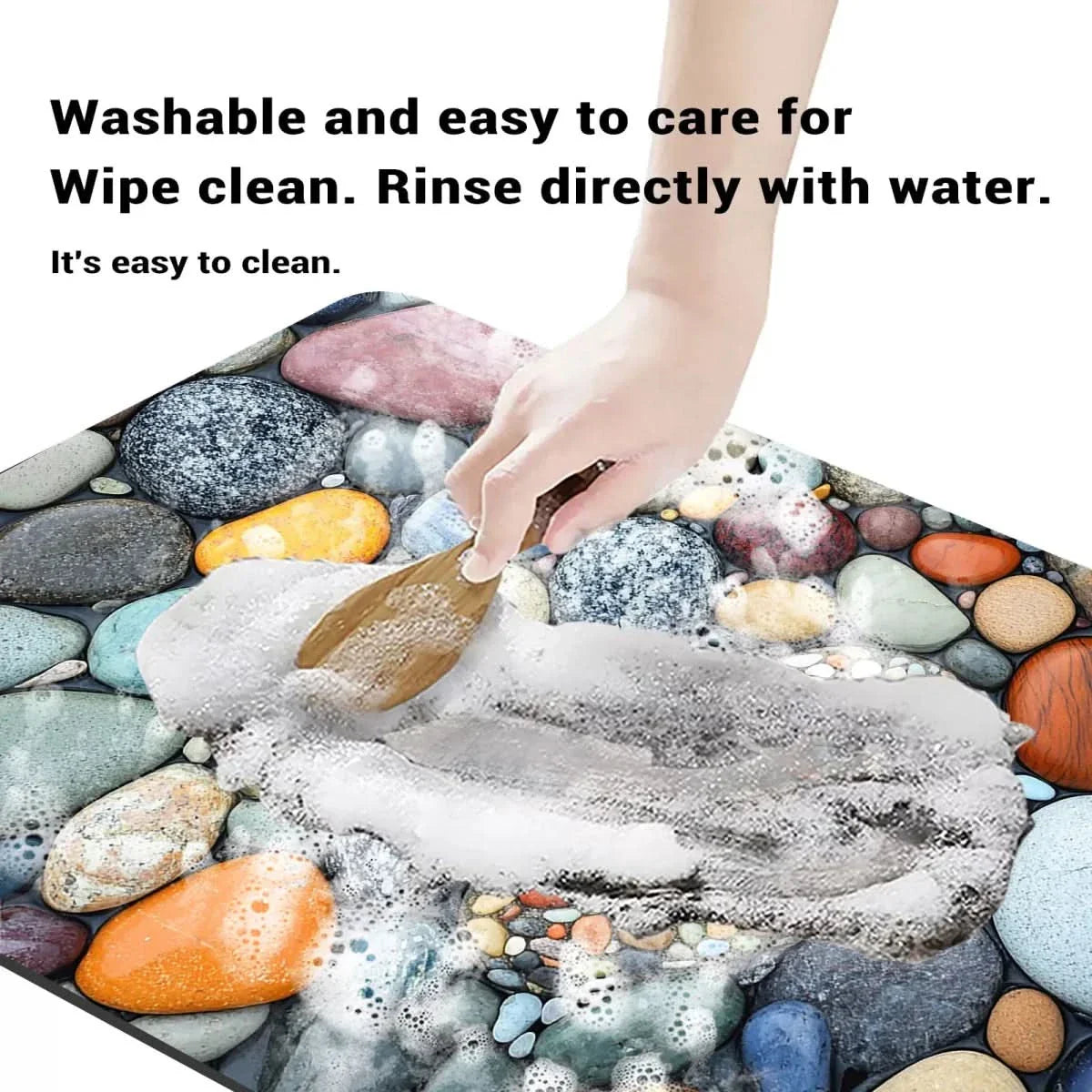 Alfombrilla de Baño Absorbente con Base Antideslizante y Diseños de Piedras