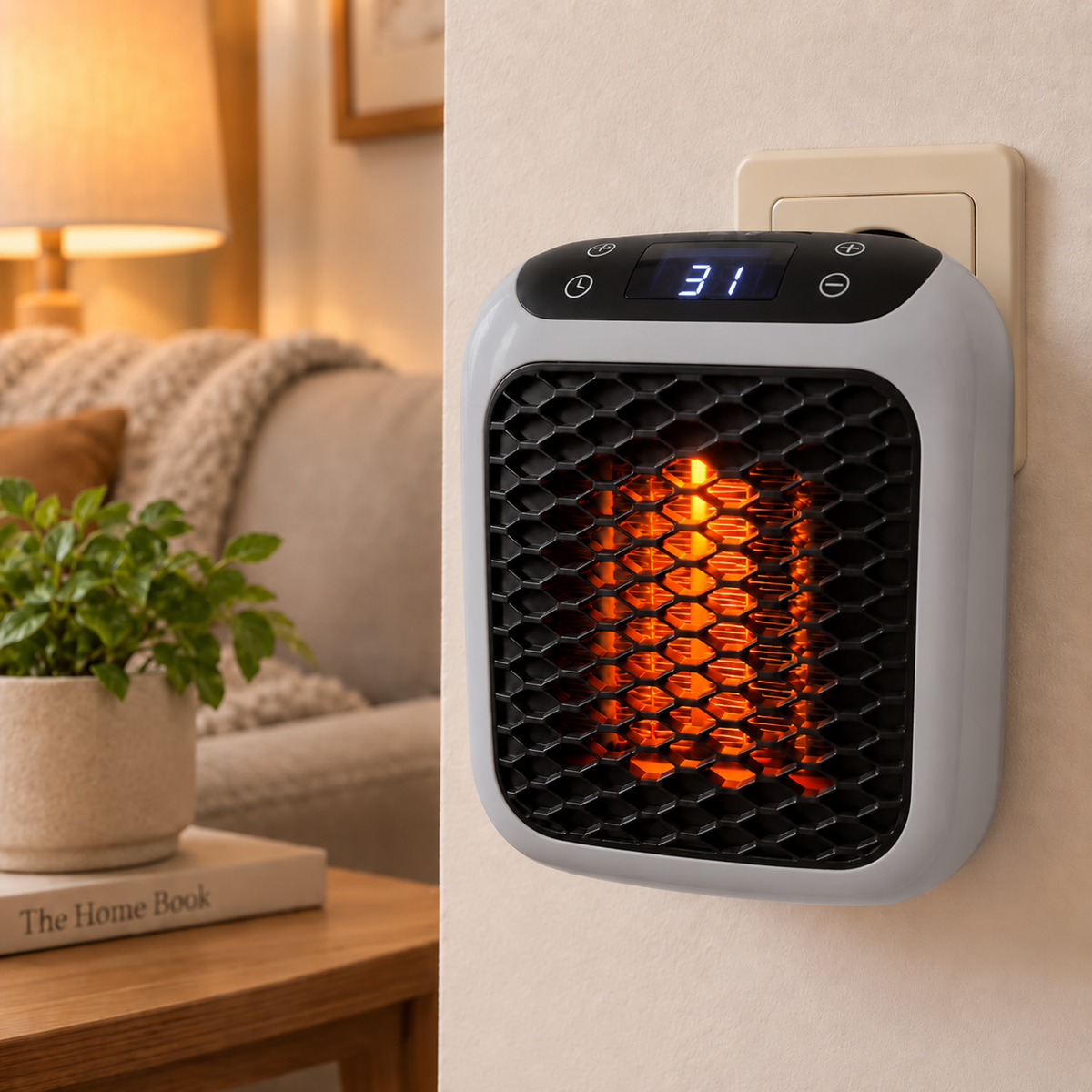Calefactor de enchufe compacto de 400 W con termostato digital