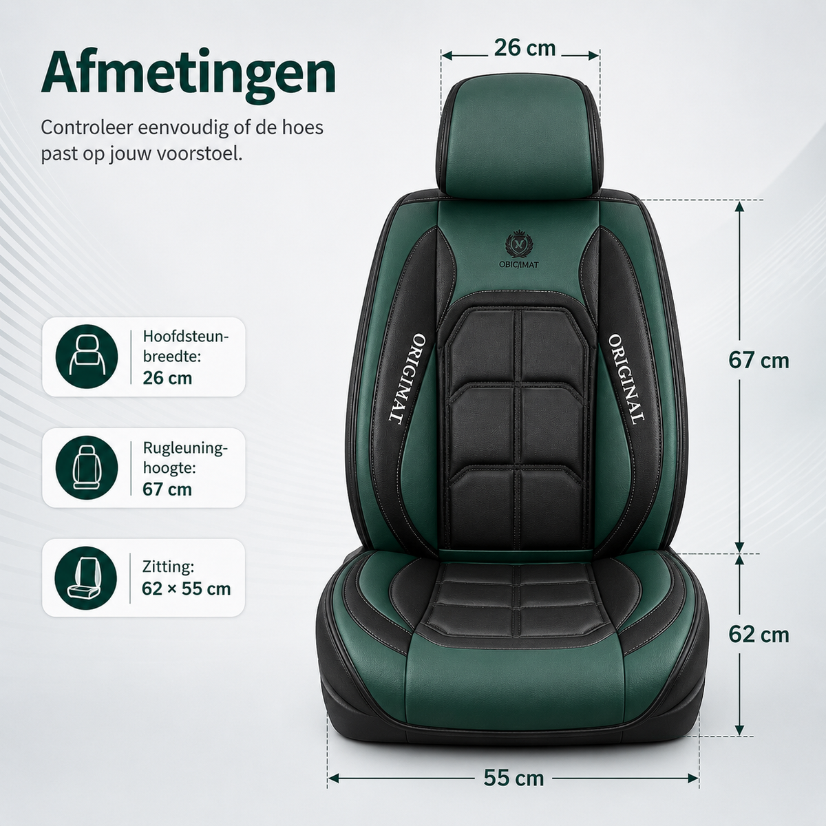 Set gewatteerde autozittinghoezen met 11 delen