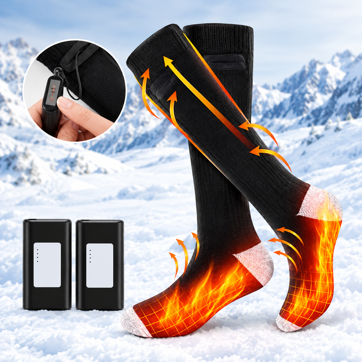 Calcetines calefactables con 3 niveles de calor y batería de 4000 mAh