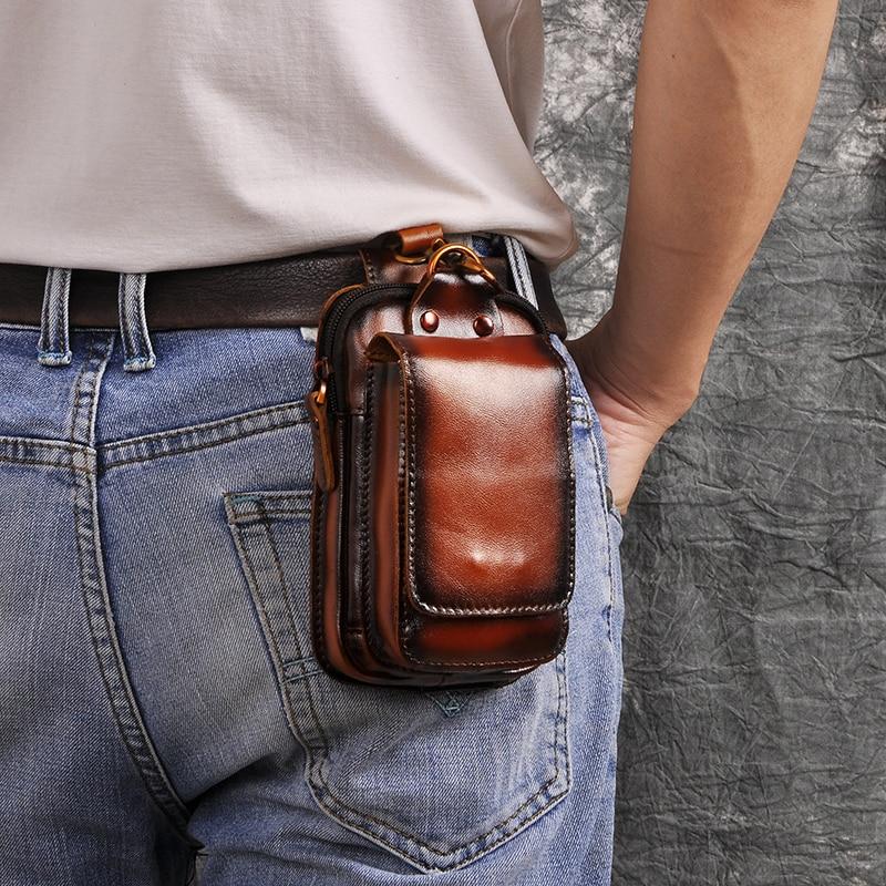 Riñonera de Cuero Genuino para Hombre con Correa Ajustable