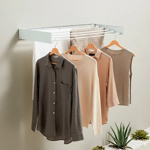 Tendedero de Pared Plegable y Extensible con Barras Retráctiles