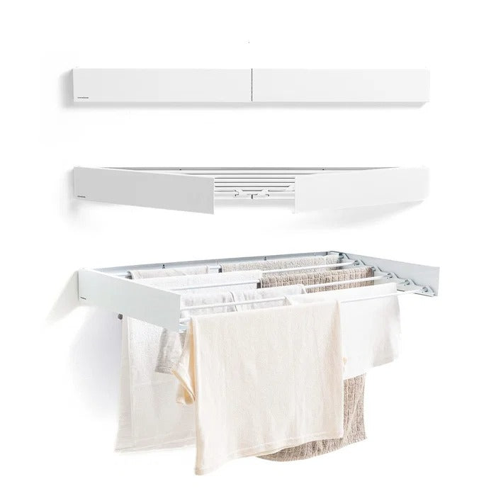 Tendedero de Pared Plegable y Extensible con Barras Retráctiles