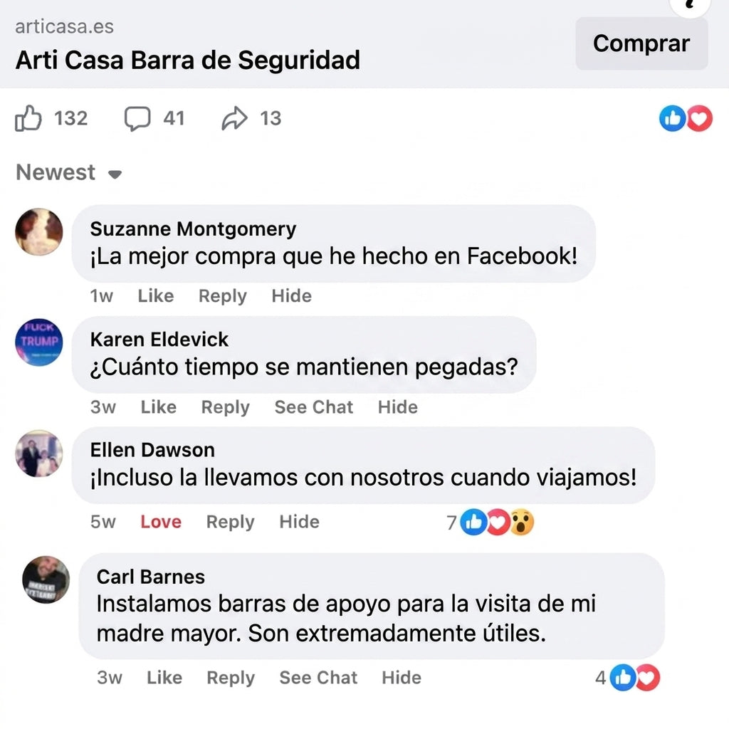 Agárrate ArtiCasa | Barra de Seguridad para Ducha con Ventosas - Sin Perforaciones