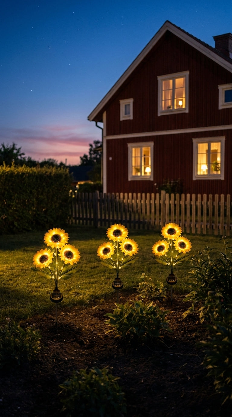 FloraGirasol — Lámpara Solar de Jardín en Forma de Girasol